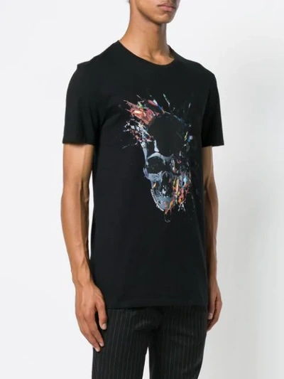 Shop Alexander Mcqueen Paint Splatter Skull T-shirt - Black