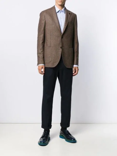 Shop Lardini Houndstooth Wool Blazer In Neutrals