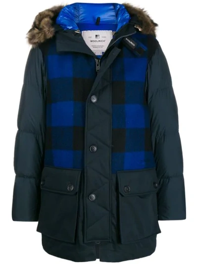 Shop Woolrich Fur Hooded Coat In Blue