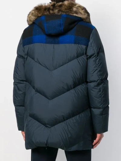 Shop Woolrich Fur Hooded Coat In Blue