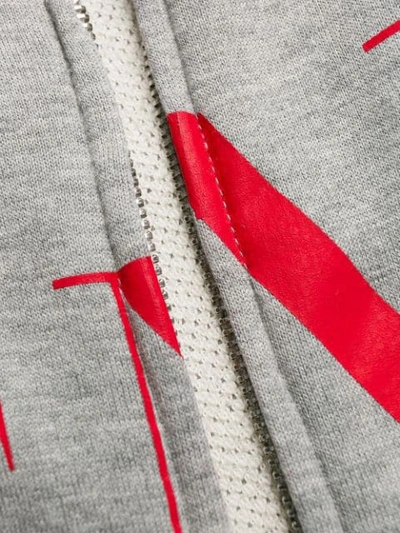 Shop Valentino Logo Print Zipped Hoodie In Grey