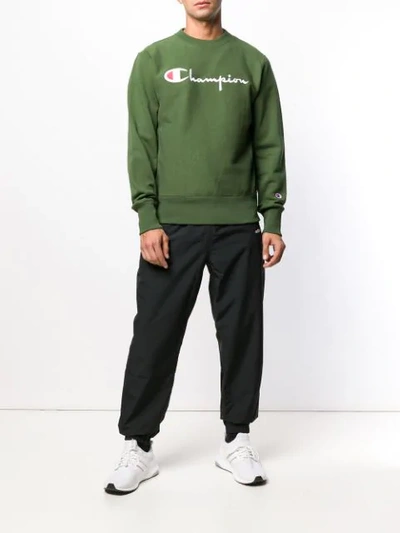 Shop Champion Classic Logo Jersey Sweater In Green