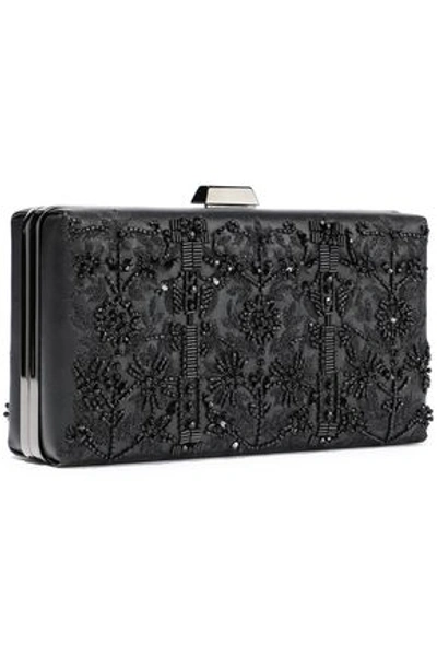 Shop Valentino Embellished Leather Box Clutch In Black