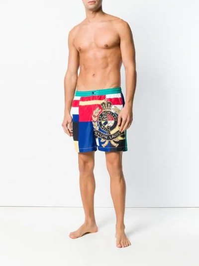 Shop Polo Ralph Lauren Classic Crest Printed Swimming Shorts In Multicolour