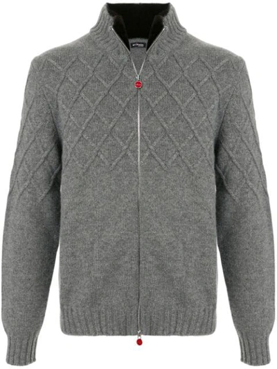 Shop Kiton Textured-knit Cardigan In Grey
