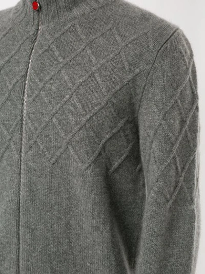 Shop Kiton Textured-knit Cardigan In Grey