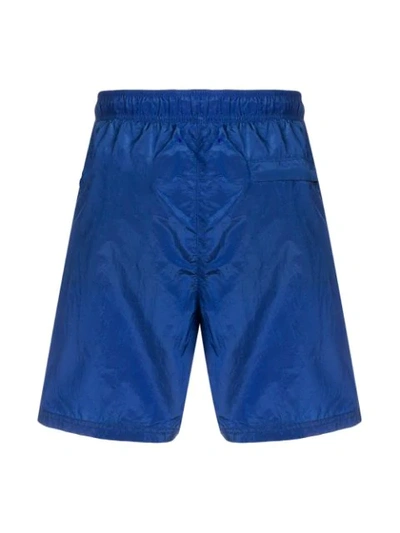Shop Stone Island Logo Patch Swim Shorts In Blue