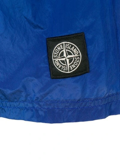 Shop Stone Island Logo Patch Swim Shorts In Blue