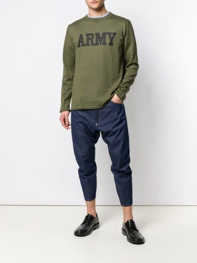 Shop Junya Watanabe Cropped Camouflage Jeans In Blue