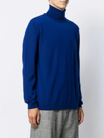 Shop Roberto Collina Rollneck Knit Sweater In Blue