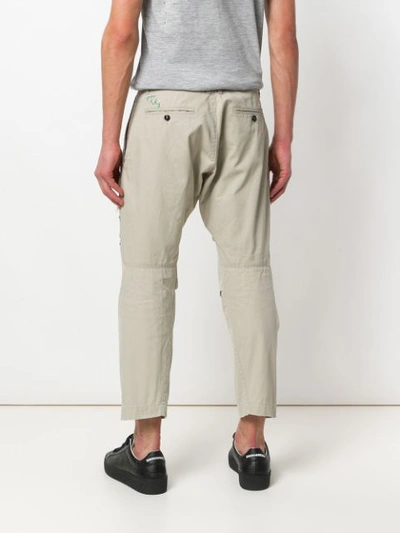 Shop Dsquared2 Cropped Patchwork Trousers In Neutrals