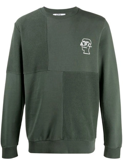 Shop Apc Patchwork Sweatshirt In Green