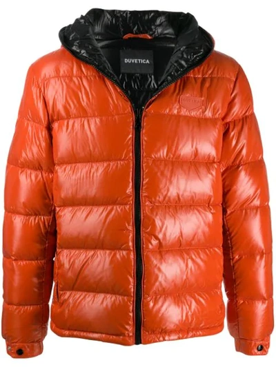 Shop Duvetica Hooded Padded Jacket In Orange