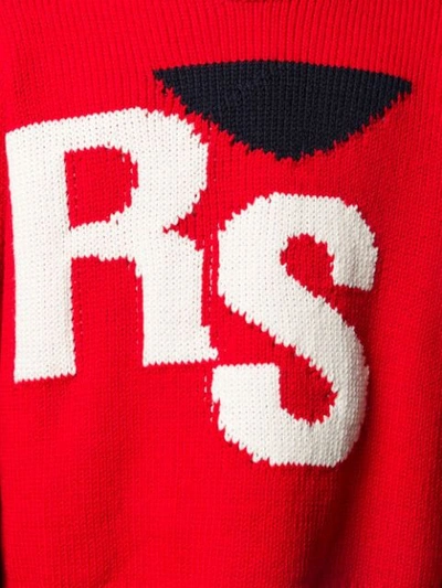 Shop Raf Simons Logo Embroidered Sweater In Red