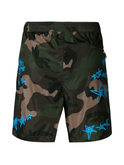 Shop Valentino Zandra Stars Print Swim Shorts In Green