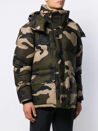 Shop Moncler Camouflage-print Down Jacket In Green