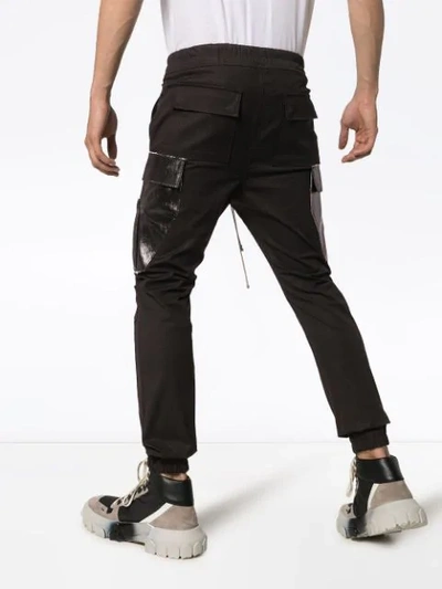 Shop Rick Owens Dual-texture Slim-fit Track Pants In Black