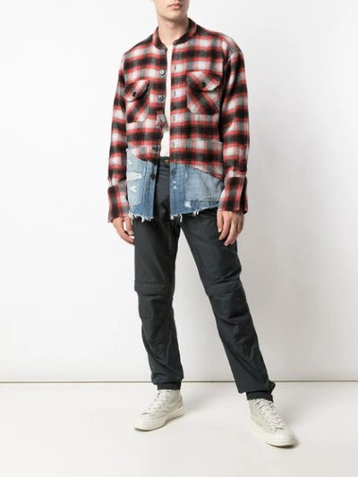 Shop Greg Lauren Patchwork Plaid Shirt In Red