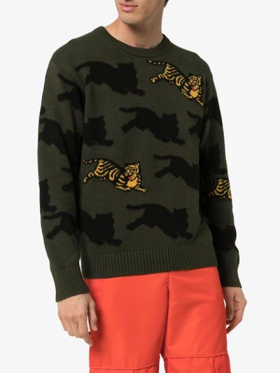 Shop Kenzo Tiger Motif Jumper In Green