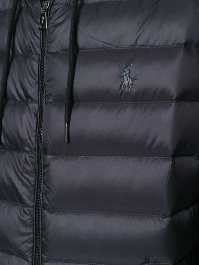 Shop Polo Ralph Lauren Padded Hooded Gilet In Black