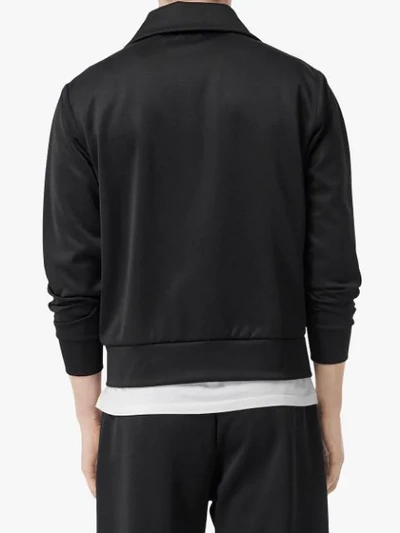 Shop Burberry Logo Graphic Jersey Funnel Neck Track Top In Black