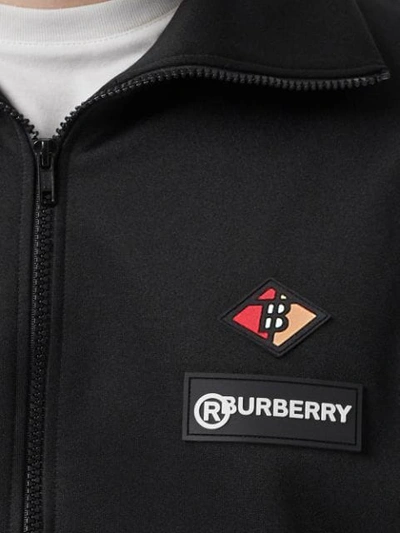 Shop Burberry Logo Graphic Jersey Funnel Neck Track Top In Black