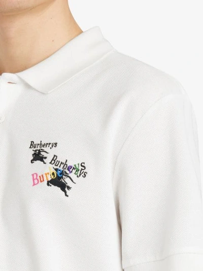 Shop Burberry Triple Archive Logo Cotton Piqué Polo Shirt In White