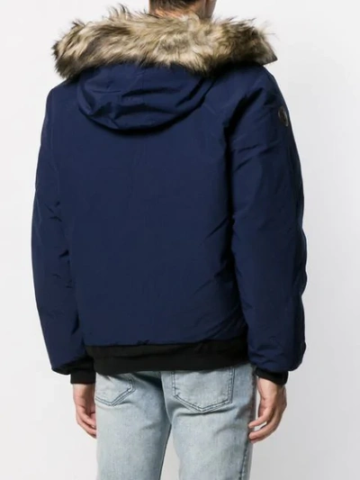 Shop Polo Ralph Lauren Fur-hood Down Jacket In Blue