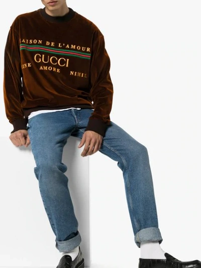 Shop Gucci Logo Embroidered Sweatshirt In 2073