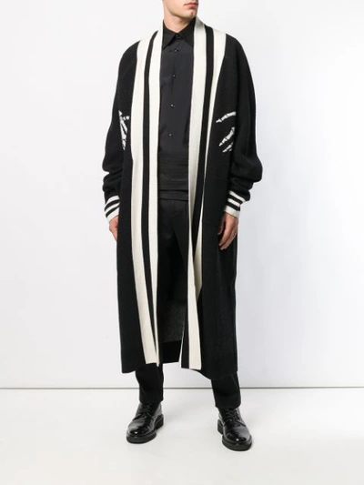 Shop D.gnak By Kang.d Striped Pattern Cardigan  In Black