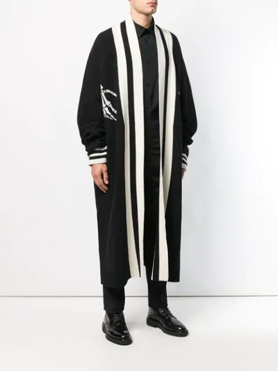 Shop D.gnak By Kang.d Striped Pattern Cardigan  In Black