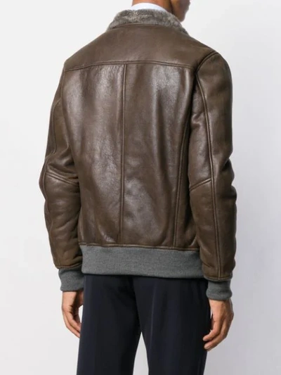 Shop Barba Shearling Lining Jacket In Brown