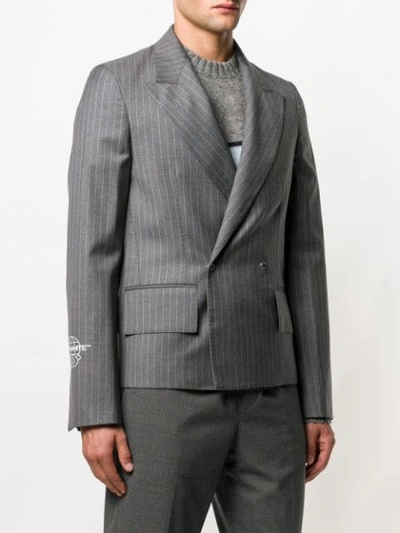 Shop Off-white Fitted Pinstripe Jacket - Grey