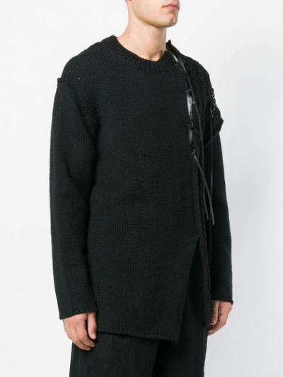 Shop Yohji Yamamoto Cut Out Knit Sweater - Black