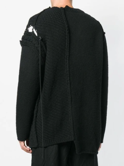 Shop Yohji Yamamoto Cut Out Knit Sweater - Black