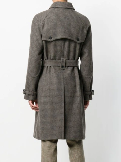 Shop Prada Belted Double Breasted Coat - Multicolour