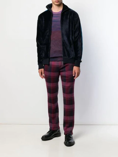 MISSONI CHECKED SLIM-FIT TROUSERS - 紫色