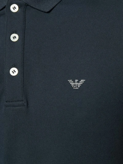 Shop Emporio Armani Logo Embroidered Polo Shirt In Blue