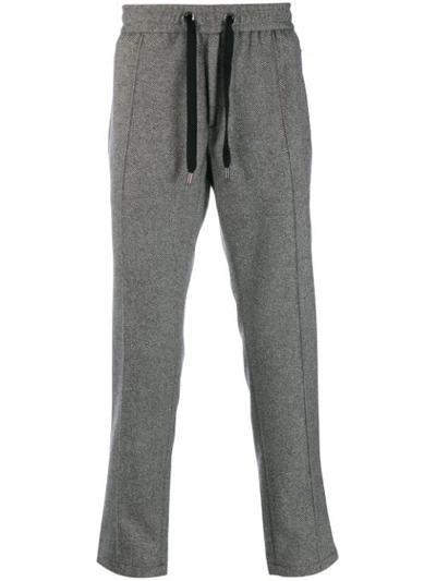 Shop Dolce & Gabbana Drawstring Straight-leg Trousers In Grey