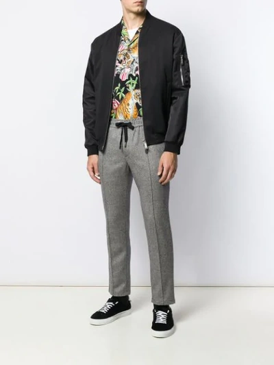 Shop Dolce & Gabbana Drawstring Straight-leg Trousers In Grey