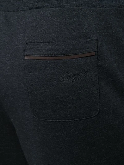 Shop Ermenegildo Zegna Logo-embroidered Tapered Trousers In Blue