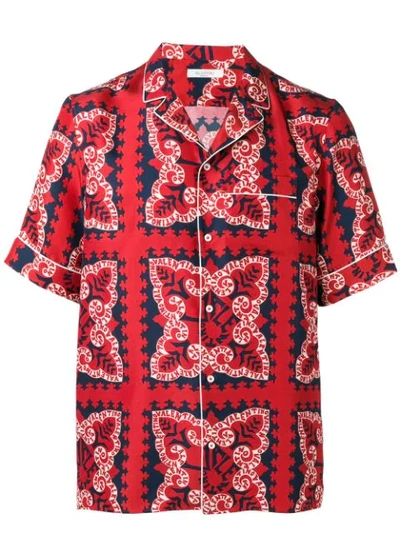 Shop Valentino Logo Print Short Sleeve Shirt In Red