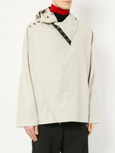 Shop Kiko Kostadinov Studded Collar Hood Jacket - Neutrals