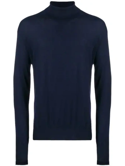 Shop Maison Flaneur Roll Neck Sweatshirt In Blue