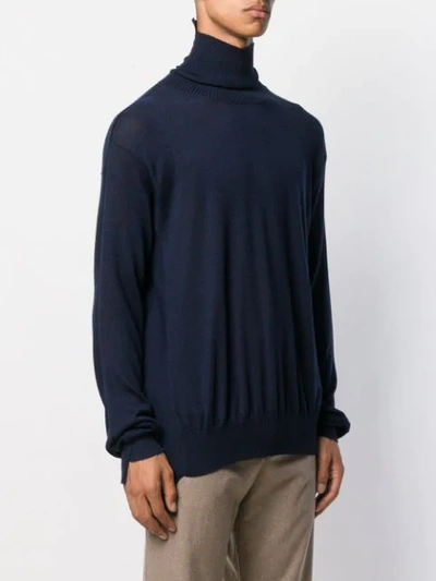 Shop Maison Flaneur Roll Neck Sweatshirt In Blue