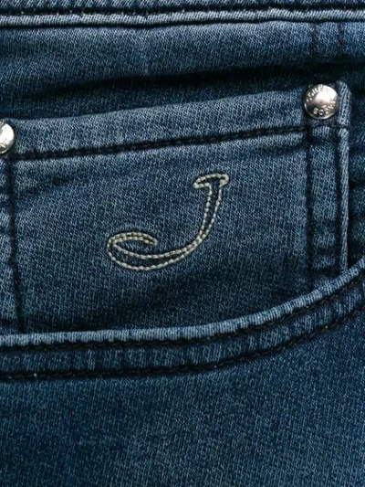 Shop Jacob Cohen Logo Slim-fit Jeans In Blue