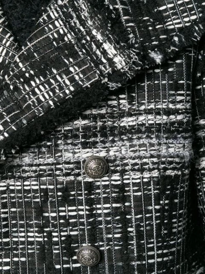 Shop Balmain Tweed Double Breasted Coat In Aaa Aaa Mult