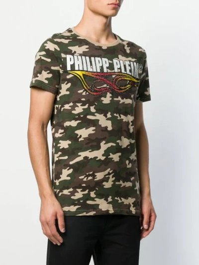 Shop Philipp Plein Camouflage Print T-shirt In Green