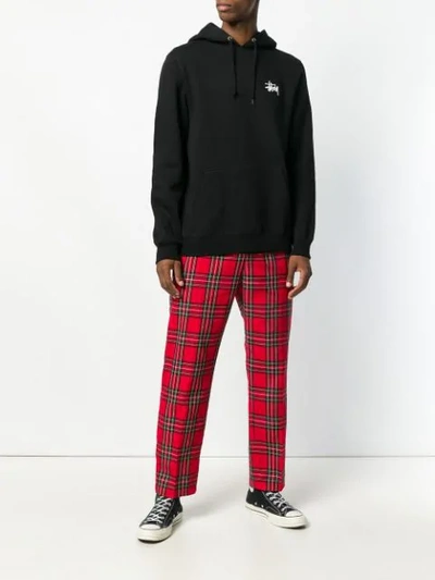 Shop Stussy Check Tapered Trousers In Red