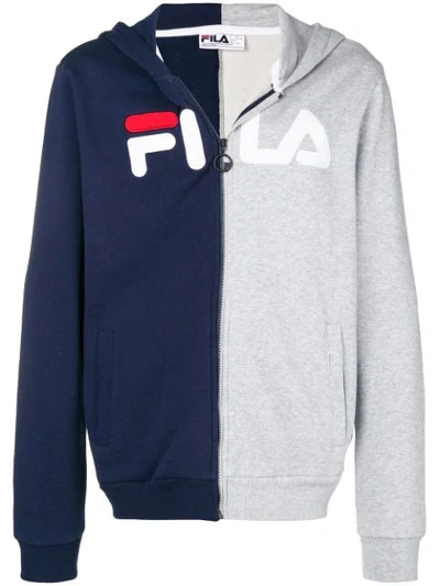 Shop Fila Logo Zipped Jacket In Blue